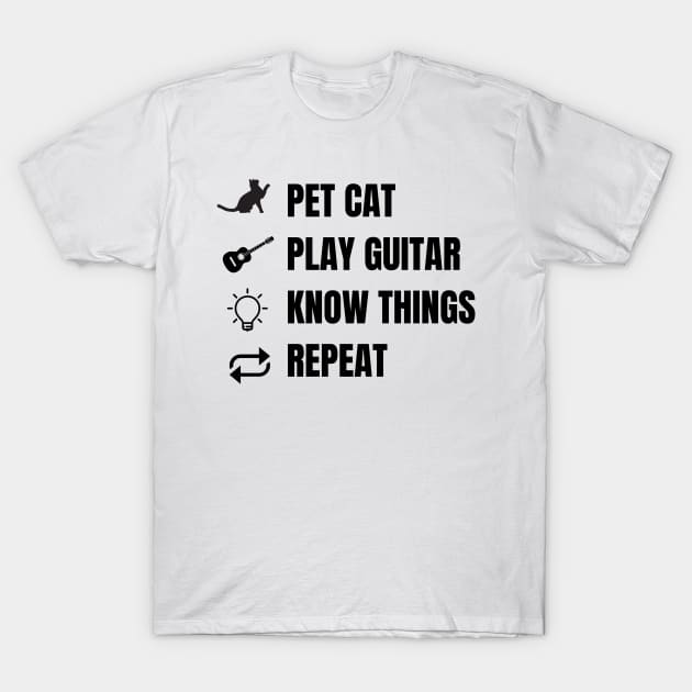 Cat Guitar Lover Repeat T-Shirt by Discoverit